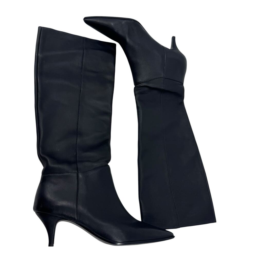 J. Crew Women’s New Stevie Knee-High Boots Pull-On in Leather Black Size 11 NWOT - Picture 4 of 12